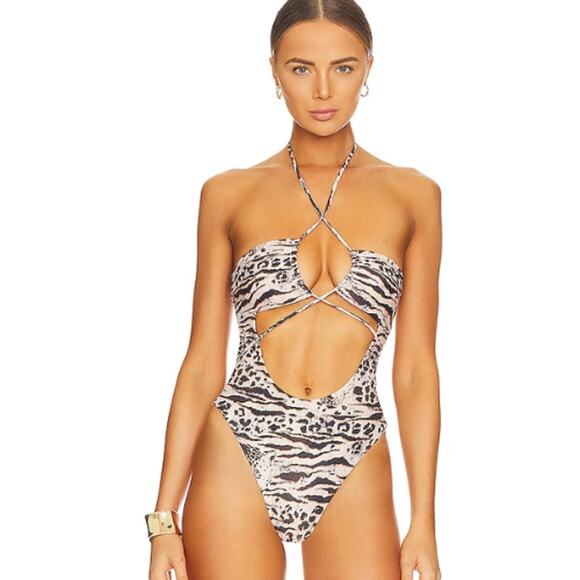 Lovewave the Bree One Piece in Nude Vintage Leopard NWOT Size Small - Picture 1 of 3